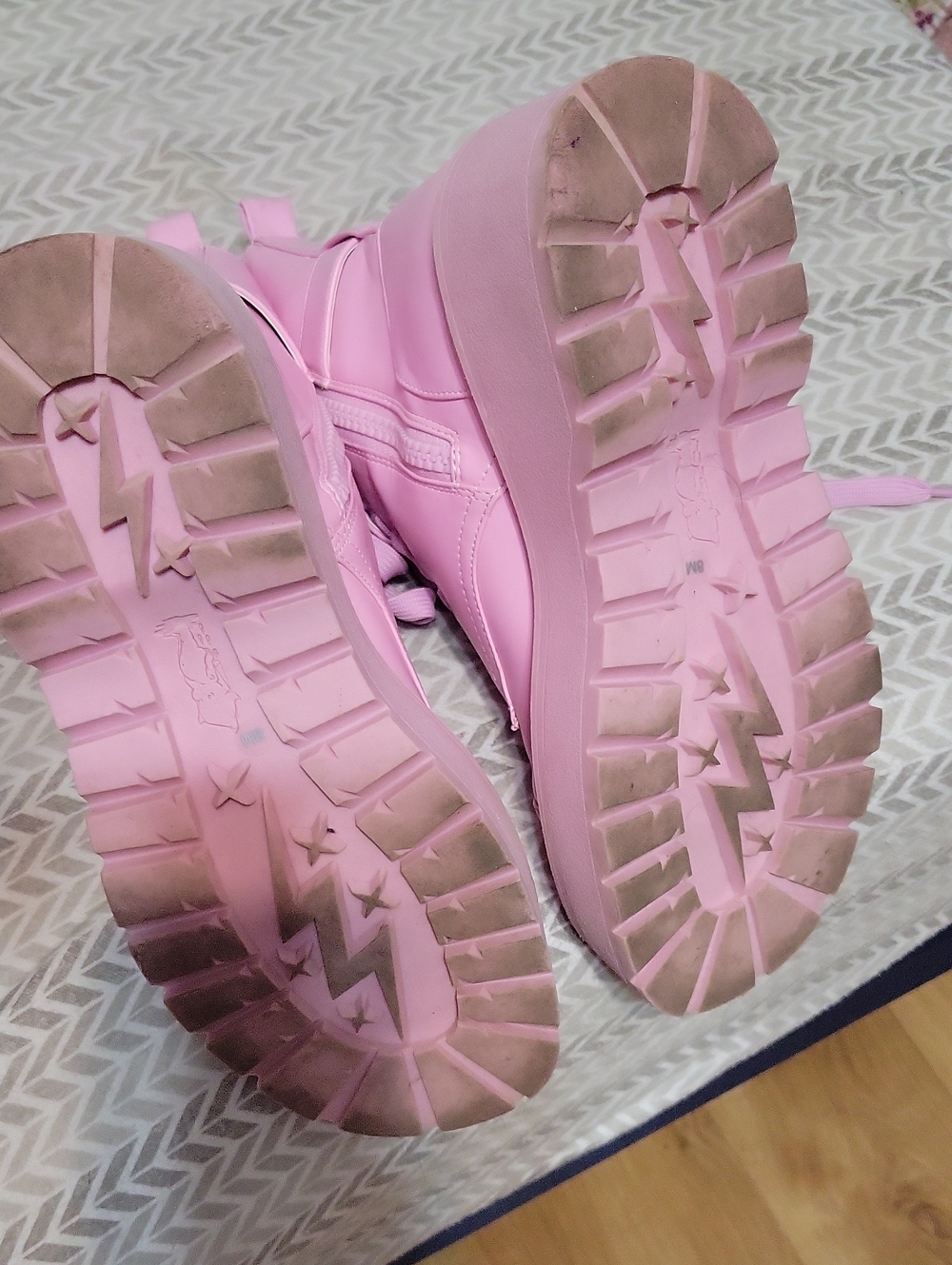 Pink Platform Combat Boots - Picture 6 of 7